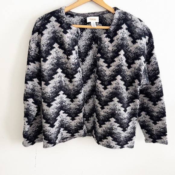 Talbots Sweaters - Vintage 90s Talbots linen cotton chevron chunky knit cardigan sweater sz medium